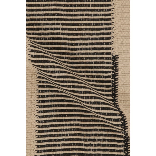Rug & Kilim's Contemporary Rez Kilim Flatweave With Linear Black Design For Sale - Image 9 of 10