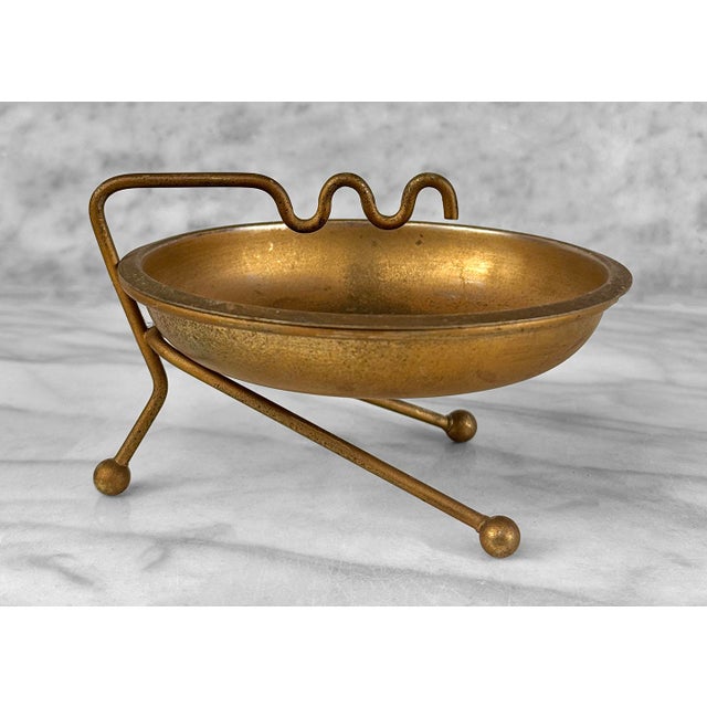 Mid-Century Modern Mid-Century Atomic Gold Sculptural Aluminum Cigar Ashtray For Sale - Image 3 of 7