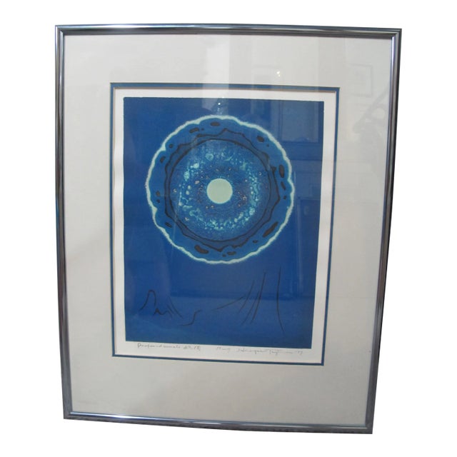 Hiroyuki Tajima Signed Limited Edition Abstract Woodblock Print Profound Circle For Sale