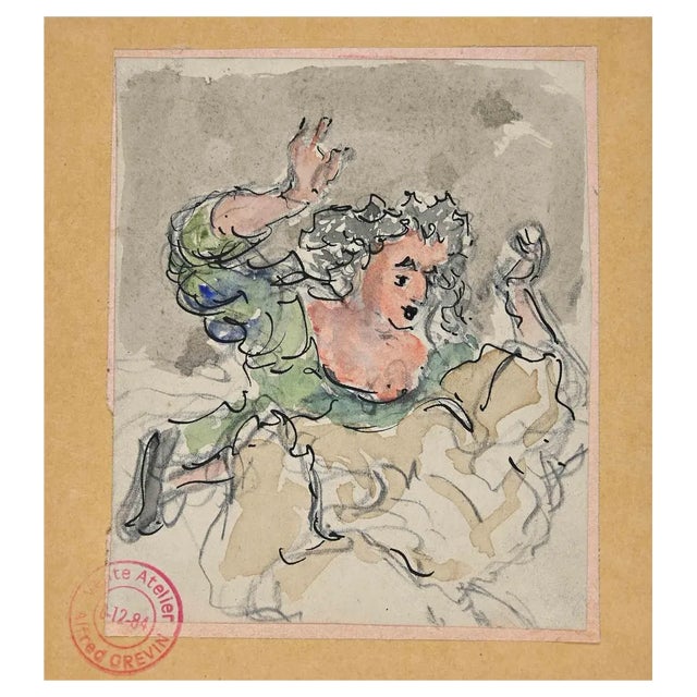 Alfred Grevin, Woman, Original Drawing, Late-19th-Century For Sale