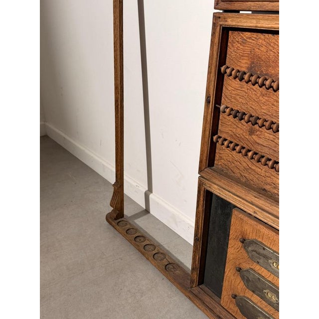 Antique Billiard Cue Stand with Scoring Board and Mirror For Sale - Image 6 of 7