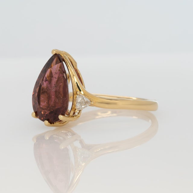 2020s 3.7Ct Rubellite Tourmaline Ring With Earth Mined Diamond Accents: Solid 14k Gold, Size 6.75 For Sale - Image 5 of 8