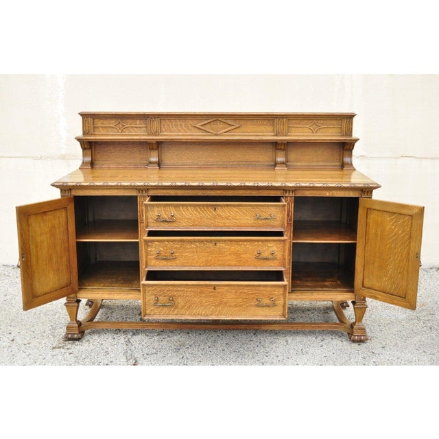 Antique Mission Oak Arts & Crafts Sideboard Buffet by Grand Rapids