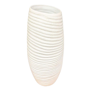 Ribbed Textured Coiled "Coco" Ceramic Vase W/ Matte Finish by Bahari