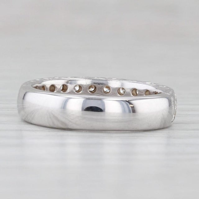 Modern 0.56ctw Diamond Wedding Anniversary Ring 18k White Gold Size 6 Band For Sale - Image 3 of 8