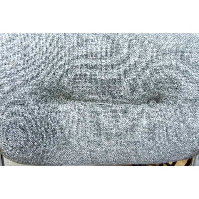 1970s Modern Chrome Cantilever Armchairs With Gray Tufted Upholstery a Pair For Sale - Image 5 of 5
