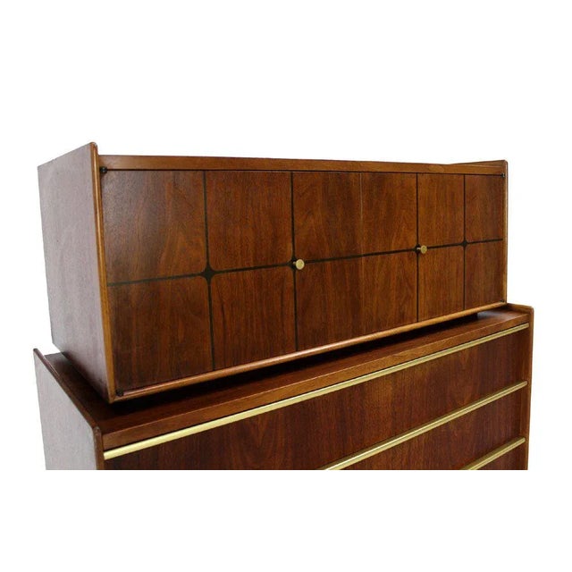 Mid-Century Modern 1950s Vintage Edmond Spence Walnut High Chest For Sale - Image 3 of 10