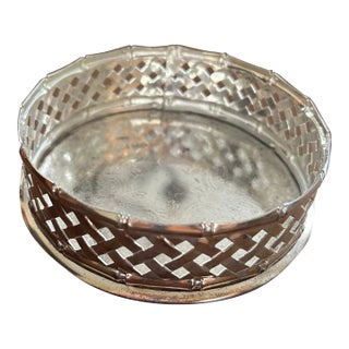 Vintage Silver Plate Faux Bamboo Wine Coaster, England For Sale