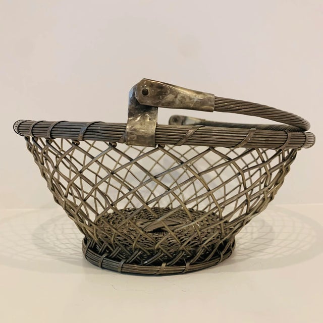 Vintage Silver Woven Basket For Sale - Image 10 of 10