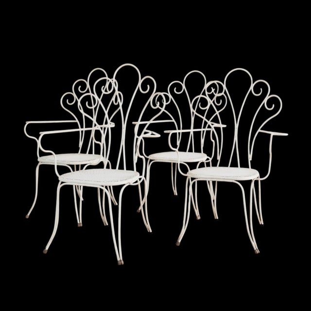 Garden Armchairs in White Iron attributed to Lio Carminati, 1950s, Set of 4 For Sale - Image 13 of 13