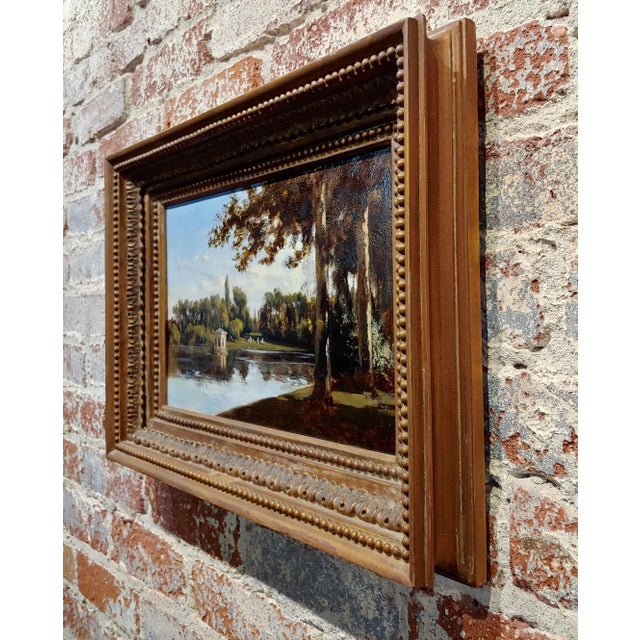 Wood Attributed to Richard Parkes Bonington -Women W/Parasols at the Park-Oil Painting-C.1820 For Sale - Image 7 of 9