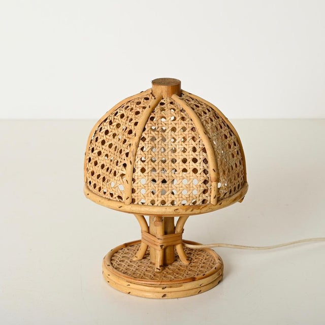 1960s Table Lamps in Bamboo, Rattan and Vienna Straw by Louis Sognot, Italy, 1960s, Set of 2 For Sale - Image 5 of 13