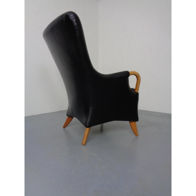 Black Tenor Leather Lounge Chair by Søren Nissen and Ebbe Gehl for Nielaus Jeki, Denmark, 1980s For Sale - Image 8 of 16