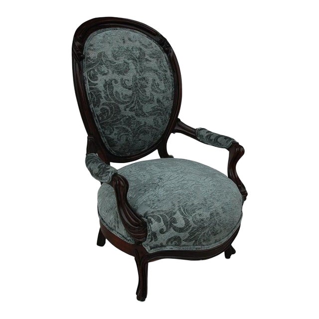 Late 20th Century Victorian Style Spoon Back Lounge Chair For Sale
