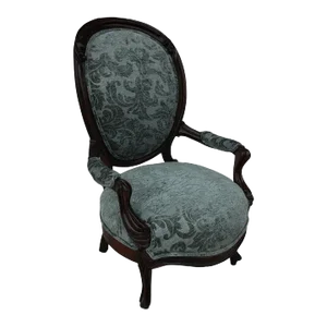 Late 20th Century Victorian Style Spoon Back Lounge Chair