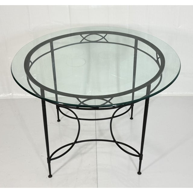JANUS et Cie Attributed to Mario Papperzini for Janus Et Cie Iron & Glass Round Dining Table For Sale - Image 4 of 18
