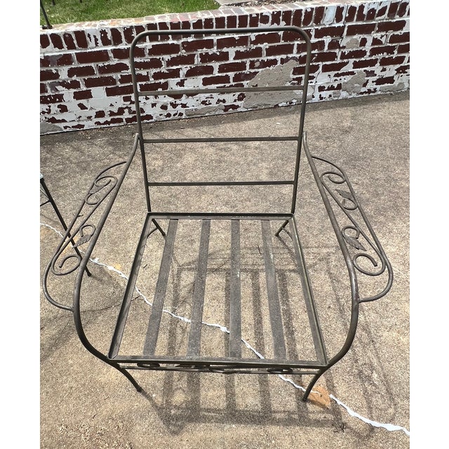 Metal Vintage Mid-Century Russell Woodard Wrought Iron Patio Set, Attributed, 6 Pieces For Sale - Image 7 of 16
