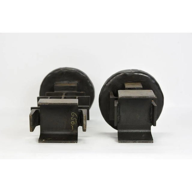 Late 20th Century Signed Late 20th Century Heavy Iron Modernist Blacksmith Signed Pricket Candlesticks- Set of 2 For Sale - Image 5 of 9