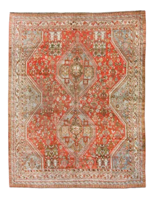 1900s Antique Caucasian Kashkai Wool Pile Square Hand-Knotted Rug - 5′4″ × 6′10