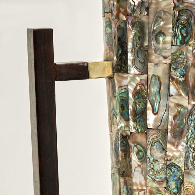 Brown Mid Century Modernist Pitcher With Mother of Pearl For Sale - Image 8 of 12