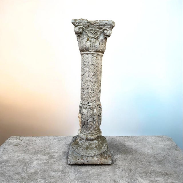 50s Classical Column Pedestal Concrete Stone Architectural Salvage Bird Bath Stand Vintage For Sale - Image 10 of 18