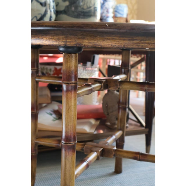 Chinoiserie Vintage John-Richard Chinoiserie Golden Pheasant Faux-Bamboo Tray Table For Sale - Image 3 of 18