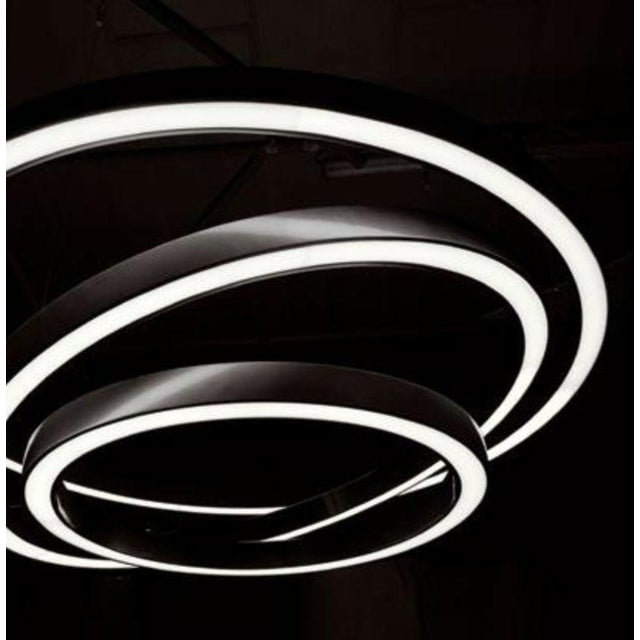 Contemporary Infinito Triple Ring Pendant Led in Satin Stainless Steel by Aggiolight For Sale - Image 3 of 6