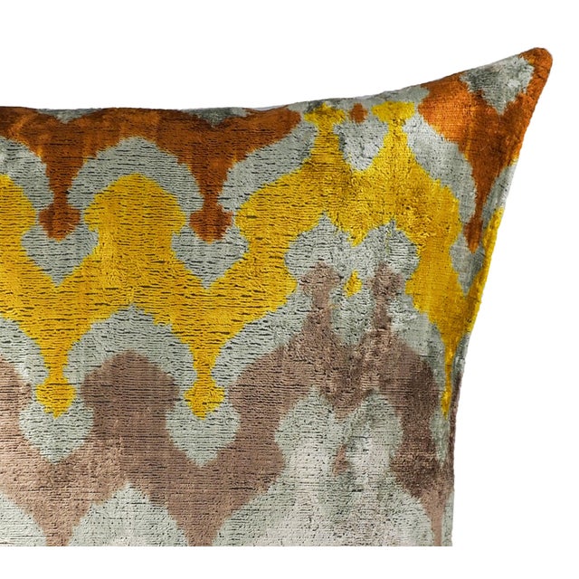 Contemporary River Silk Velvet Ikat Throw Pillow Cover, 20 X 20 For Sale - Image 3 of 6