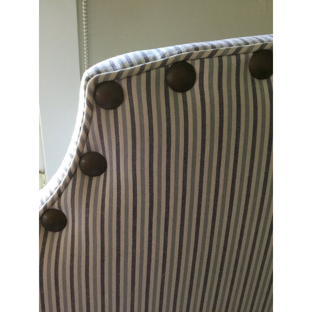 Wood Twin Blue Pinstriped Bed Frames For Sale - Image 7 of 13