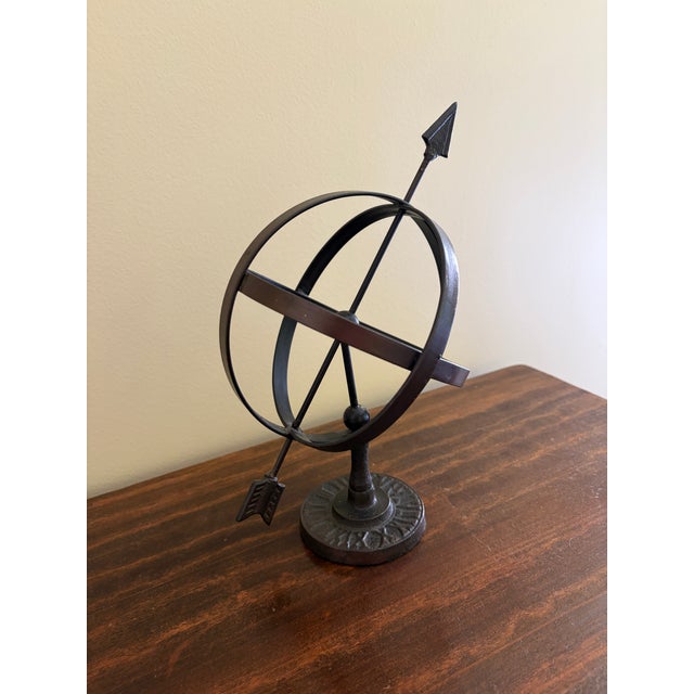 French Country Late 20th Century Black Iron Armillary Globe Sculpture – Traditional Landscape & Garden Decor For Sale - Image 3 of 9