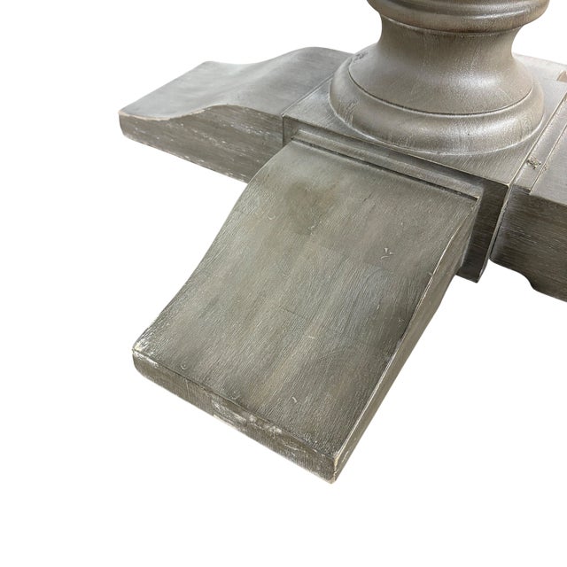 Restoration Hardware Weathered Oak Round Pedestal Dining Table For Sale In Denver - Image 6 of 7