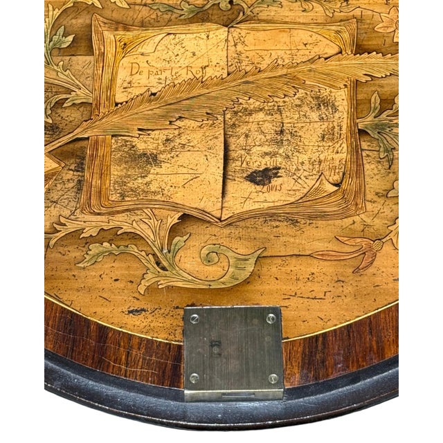 Gorgeous French Louis XV Walnut Bombe Jewelry Marquetry Table For Sale - Image 11 of 13