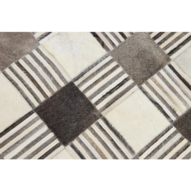 Textile Contemporary Leather/Wool Patch Rug in Earthy Tones For Sale - Image 7 of 7