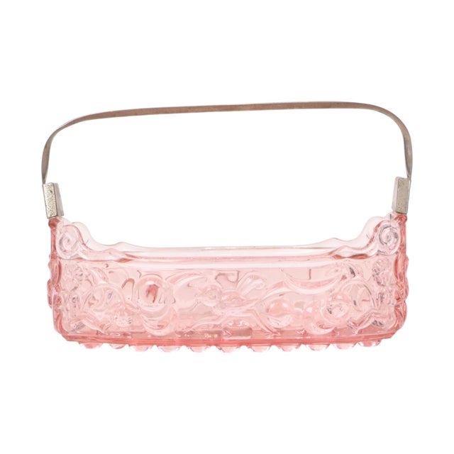 French Pink Depression Glass Jardinière Bowl with Cherubs and Birds For Sale - Image 15 of 18