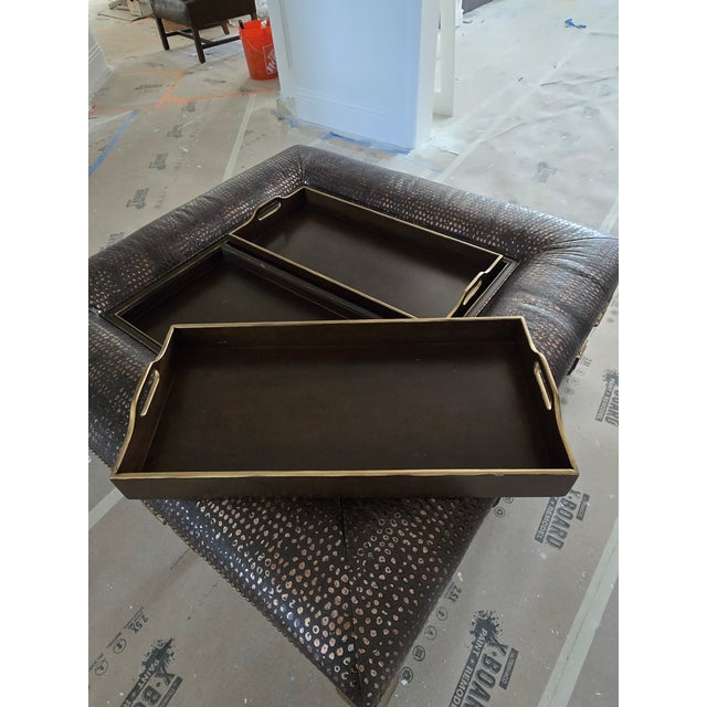 Century Furniture Leather Ottoman For Sale In San Francisco - Image 6 of 6