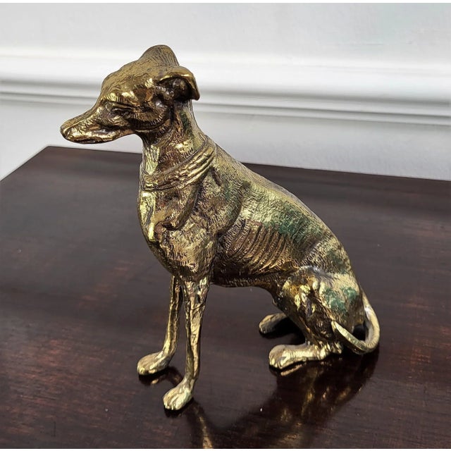 Italian Brass Bronze Desk Top Dog Sculptures or Paperweights, 1960s, Set of 2 For Sale - Image 4 of 9