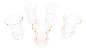 Vintage Art Nouveau Style Pale Pink Glassware Tumblers - 5 Pieces