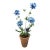 Hand-Crafted Metal Blue Botanical Arrangement in Aged Terracotta Pot For Sale