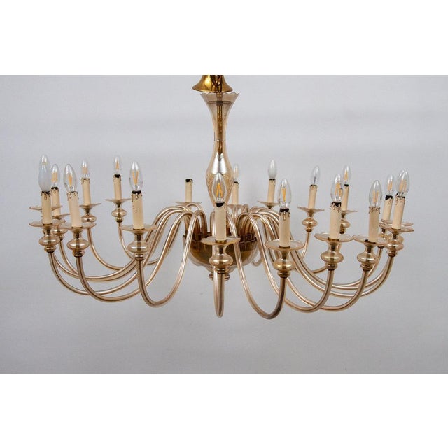 Rare Impressive Neoclassical Venetian chandelier made in highest quality hand blown glass in amber clear glass with 24...