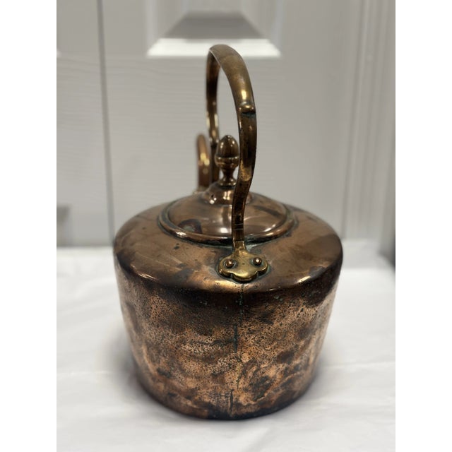 Metal Antique English Copper Kettle For Sale - Image 7 of 10
