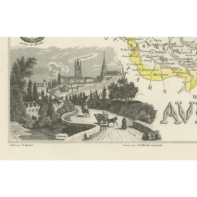 Map of Aveyron France with Rodez and Millau and Wine Routes, 1800s For Sale - Image 4 of 10
