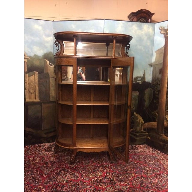 Antique Oak Bowfront China Cabinet, Bowfront Cabinet For Sale - Image 9 of 17