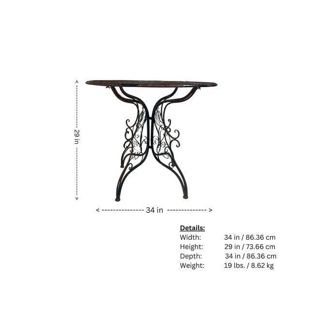 Early 20th Century Vintage Ornate Metal Outdoor Table For Sale - Image 5 of 7