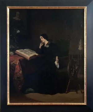 Dutch 19th Century Painting "Woman Reading" by Johannes Cornelius Mertz