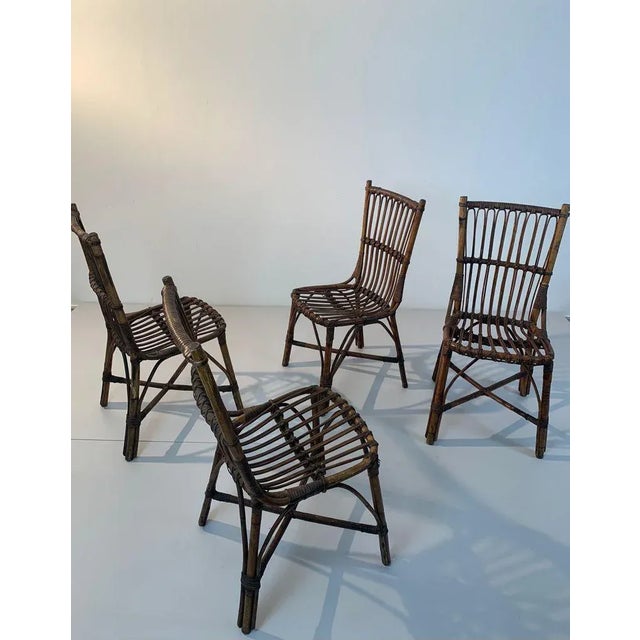 Mid-Century Bamboo Dining Table & Chairs Set, Set of 5 For Sale - Image 6 of 7