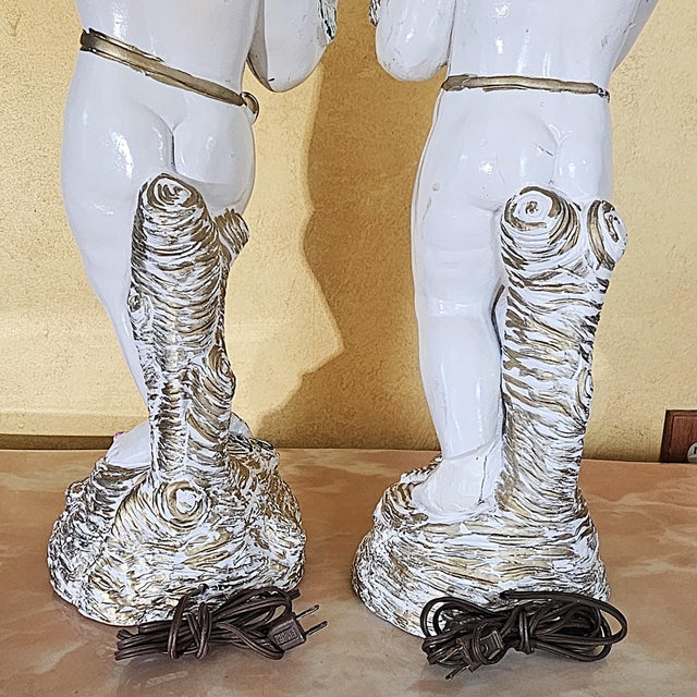 Vintage Hand-Painted Italian Figural Table Lamps, a Pair For Sale - Image 13 of 18