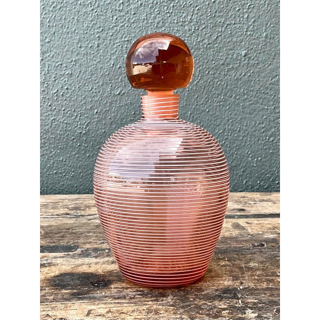 Vintage French Art Deco Style Spiral Glass Decanter For Sale - Image 4 of 12