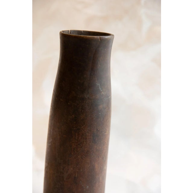 Vintage African Tall Wooden Vase For Sale In New York - Image 6 of 9