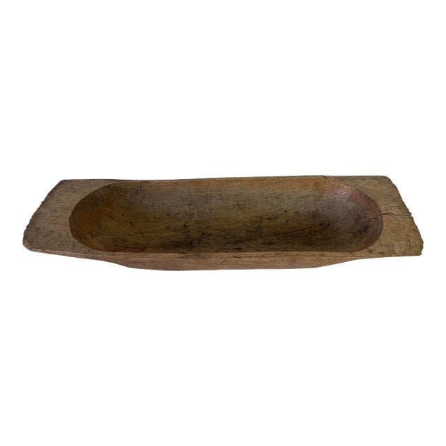 Antique Rustic Primitive Hand Carved Wood Dough Bowl For Sale