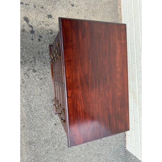 Pair of Vintage Henkel Harris Chippendale Style Black Cherry 4 Drawer Nightstands or Chests. For Sale - Image 12 of 18